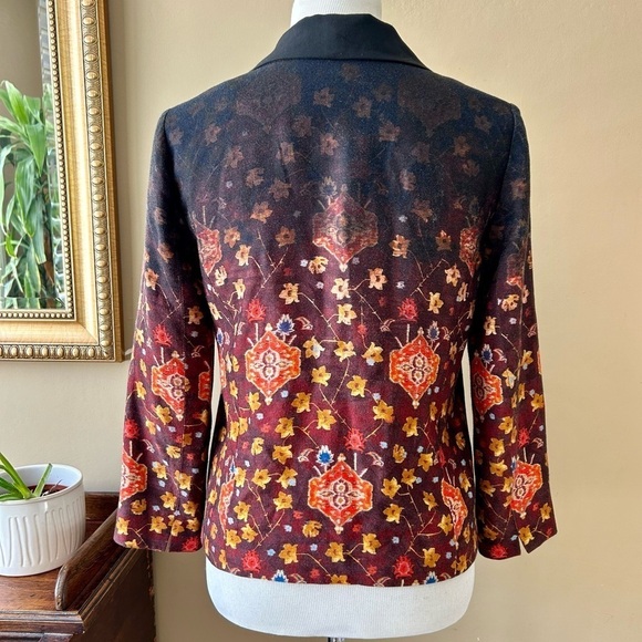 Anthropologie Cartonnier Telluride Floral Ombre Open Blazer Jacket Black 6 / S - Picture 7 of 13